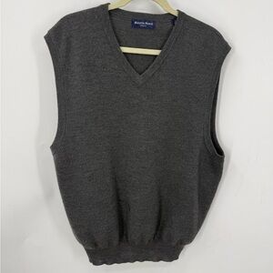 Austin Reed vintage Merino wool v-neck sweater vest dark charcoal gray L unisex